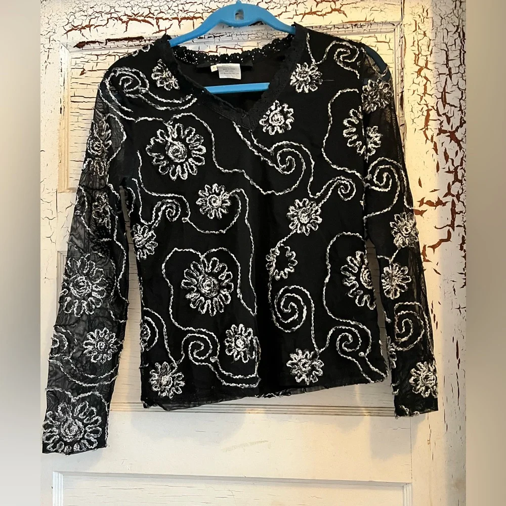 Script Long Sleeve Top - Picture 1 of 5